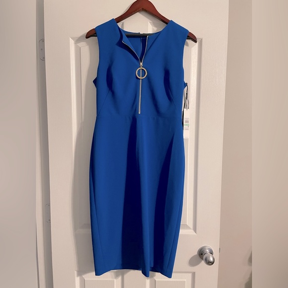 NWT Calvin Klein Blue Midi dress - Picture 1 of 4